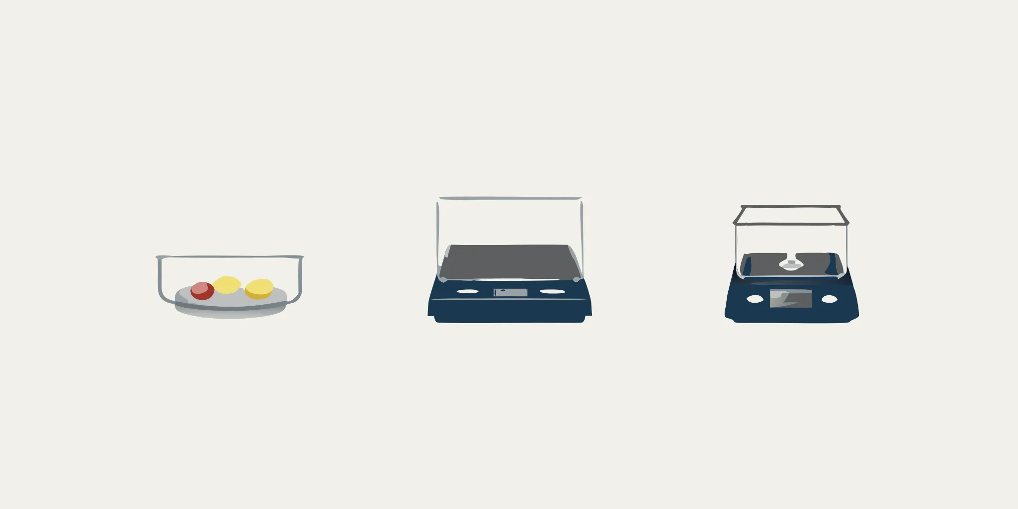 A commercial food scale weighing food for precise portion control.