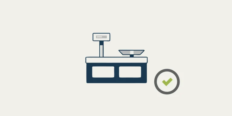 A legal for trade deli scale with a green check mark for compliance.
