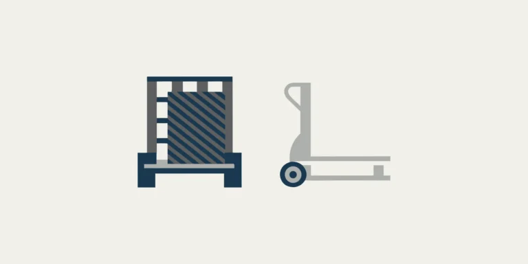 A heavy-duty commercial scale weighing a pallet on a pallet jack.