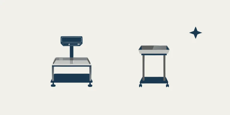 Restaurant equipment dealer reviewing commercial scale options