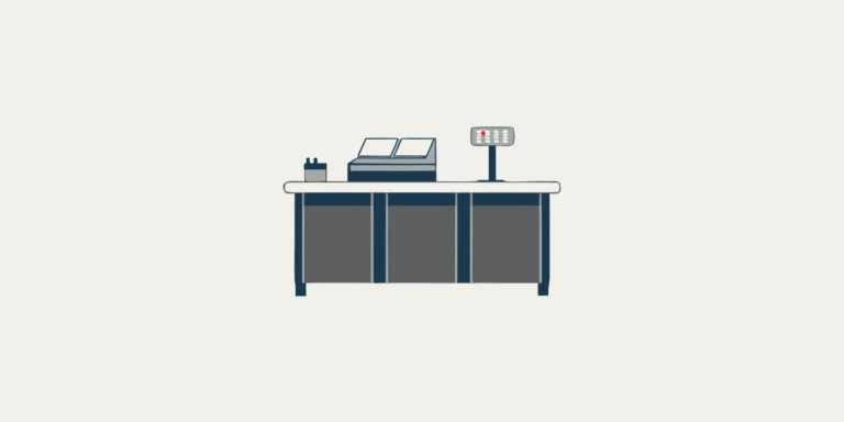Commercial price computing and label printing scales on counter