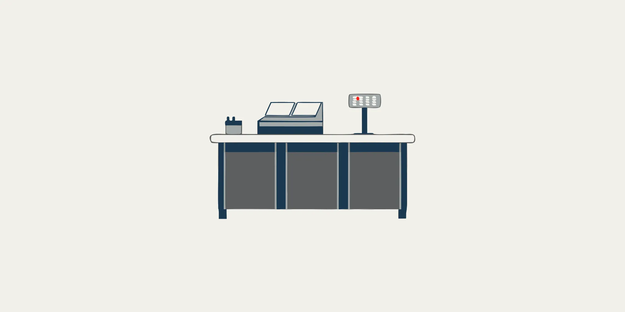 Commercial price computing and label printing scales on counter